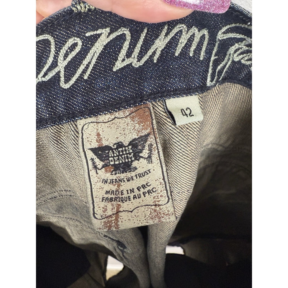 Antik Denim Jean Shorts Embroidered Flap Pocket Distressed Jorts Streetwear Y2K - Picture 12 of 12